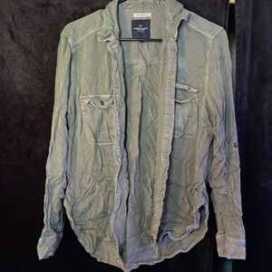 AE sage green button down - boyfriend fit